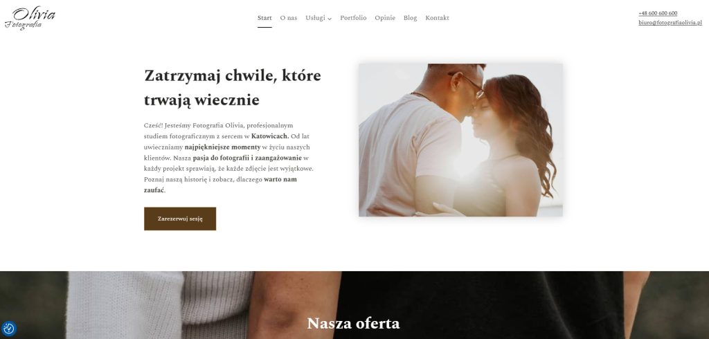 Strona internetowa dla studia fotograficznego Fotografia Olivia – realizacja