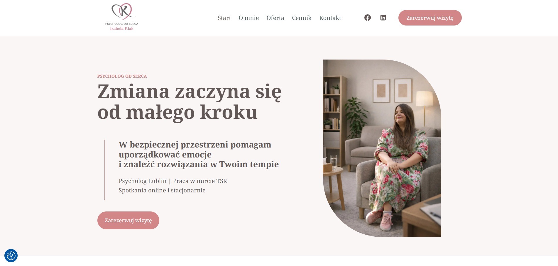 Realizacje stron internetowych dla firm usługowych, strona psychologodserca.pl, Arkadiusz Kłak